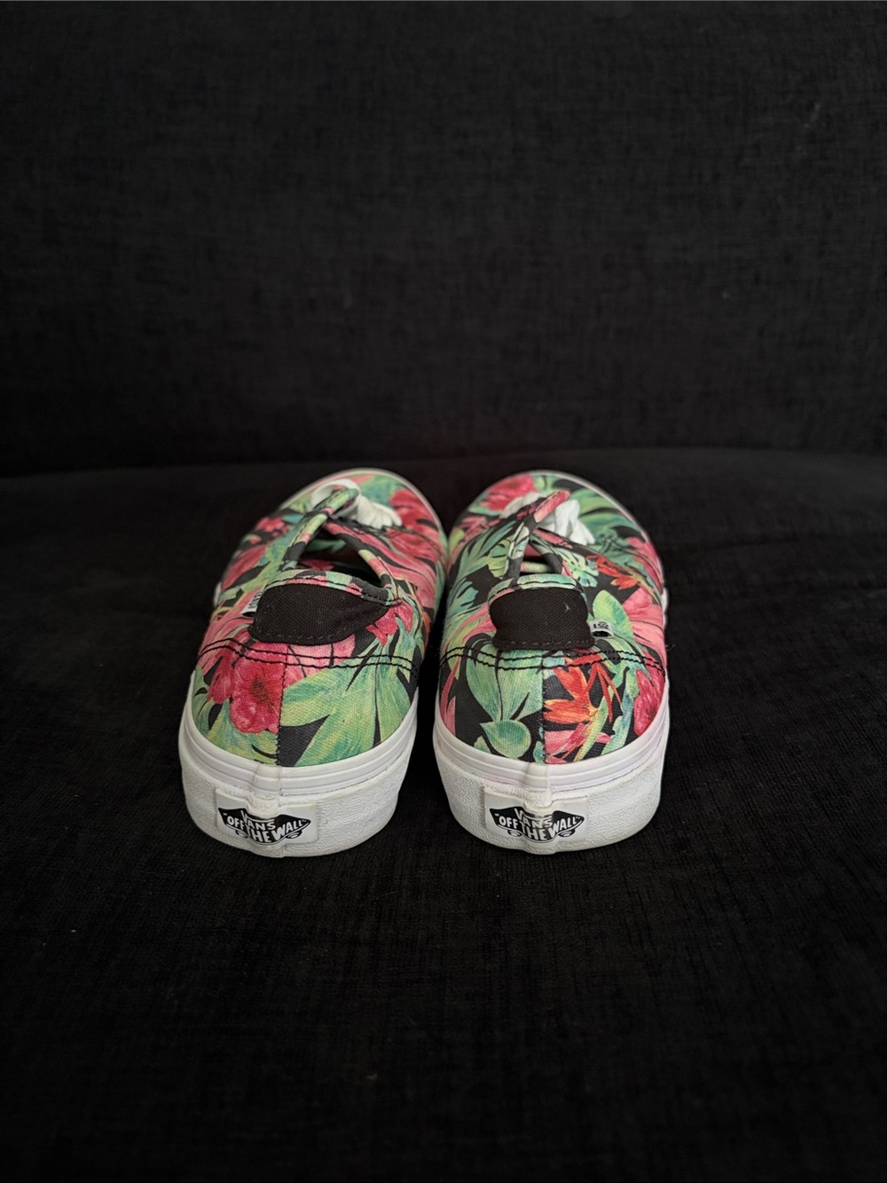 Women’s Vans Floral Canvas Low-Top Sneakers in Black, Pink & Green - Picture 3 of 4